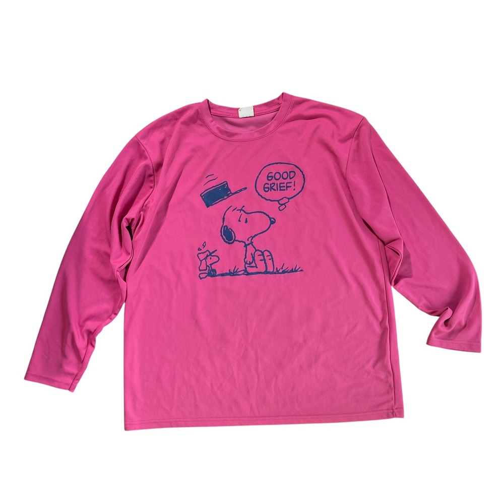 Peanuts Snoopy Long Sleeve Graphic Shirt‎ Pink BOOM Good Grief Size L Unisex